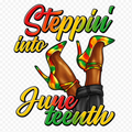 Steppin' into Juneteenth Heels DTF ready to press iron on transfer for clothing t-shirts and hoodies