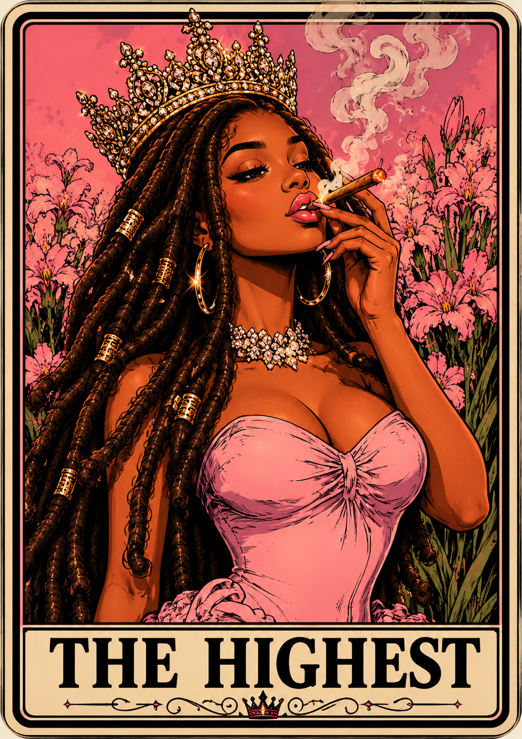 The Highest Queen Tarot Card DTF ready to press iron on transfer for clothing t-shirts and hoodies