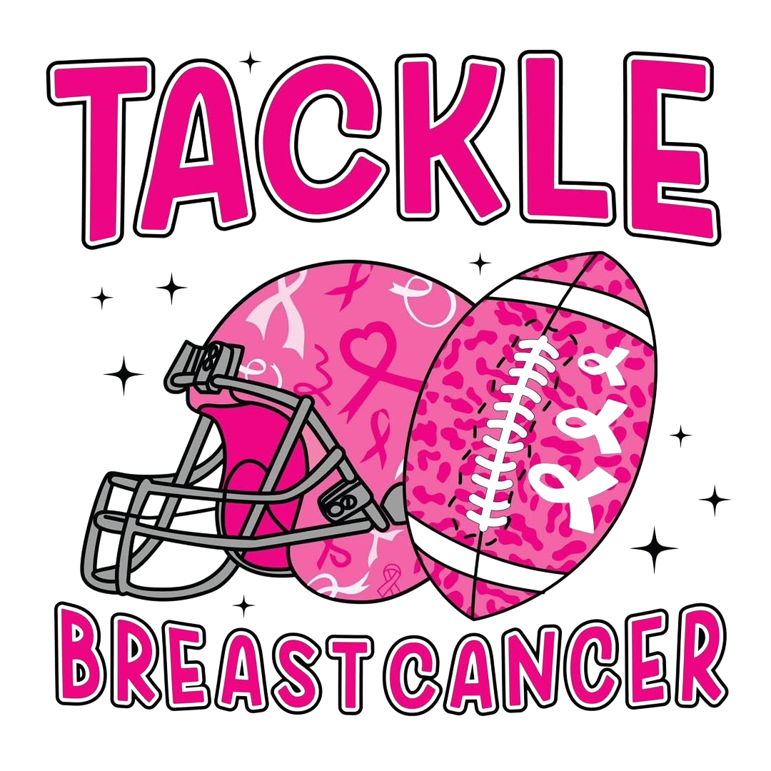 Breast Cancer Awareness Tackle Cancer Foot Ball DTF ready to press iron on transfer for clothing t-shirts and hoodies