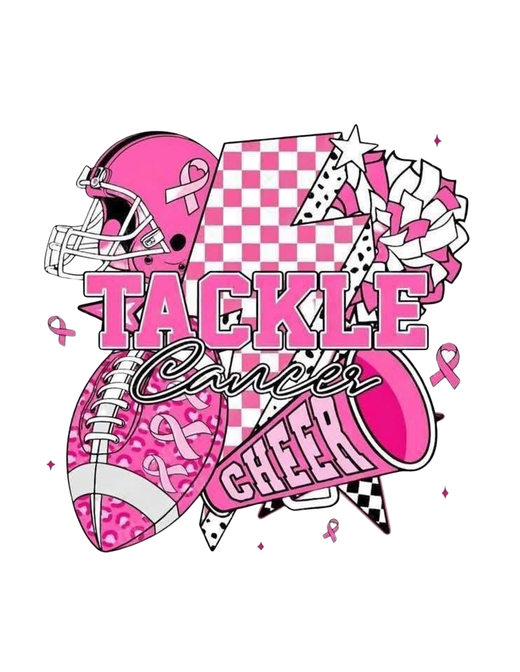 Breast Cancer Awareness Tackle Cancer Foot Ball DTF ready to press iron on transfer for clothing t-shirts and hoodies