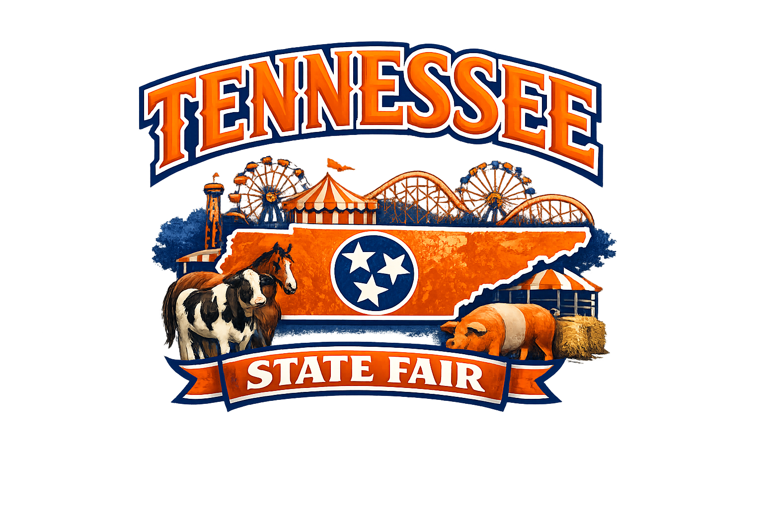 Tennessee State Fair DTF ready to press iron on transfer for clothing t-shirts and hoodies
