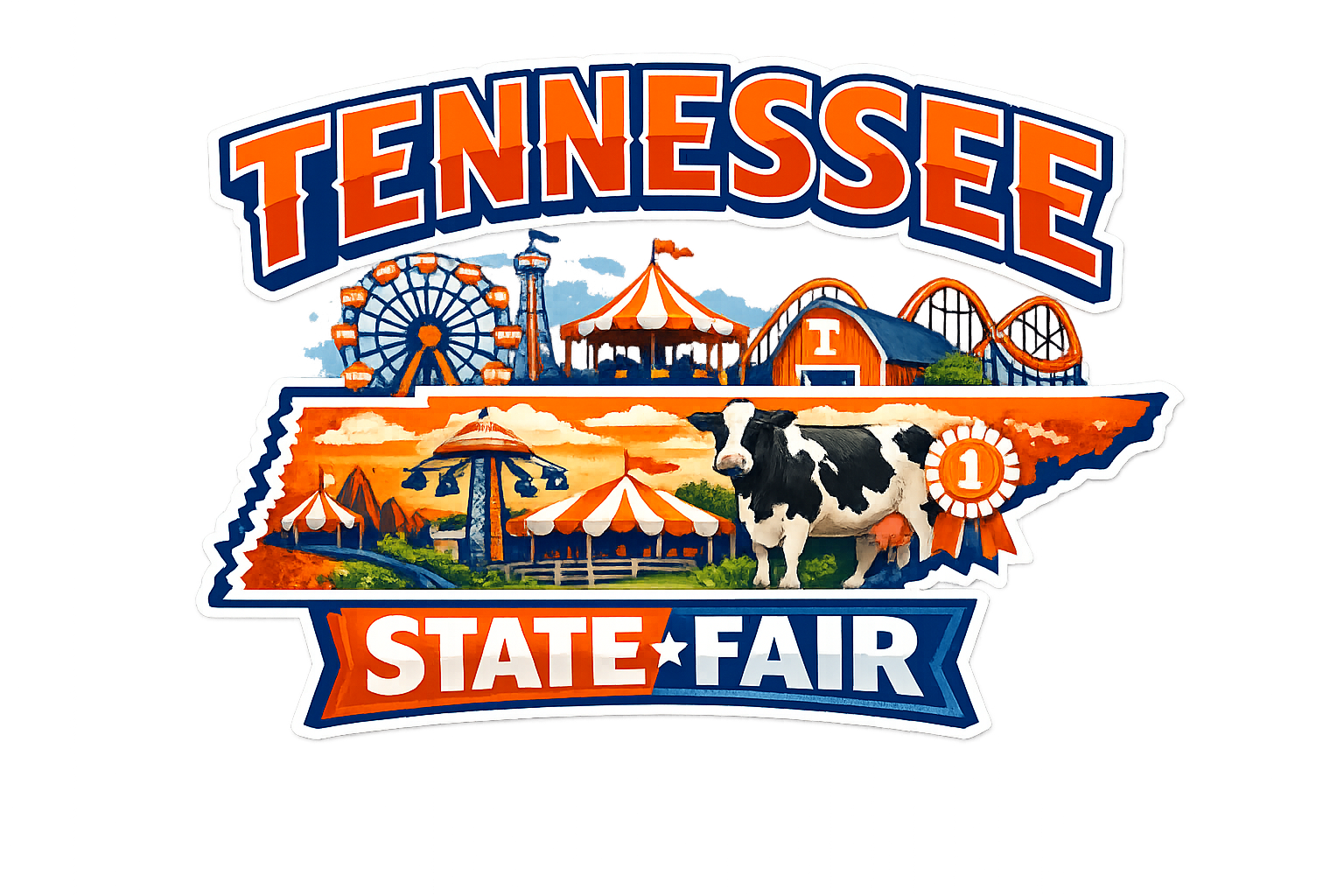 Tennessee State Fair DTF ready to press iron on transfer for clothing t-shirts and hoodies