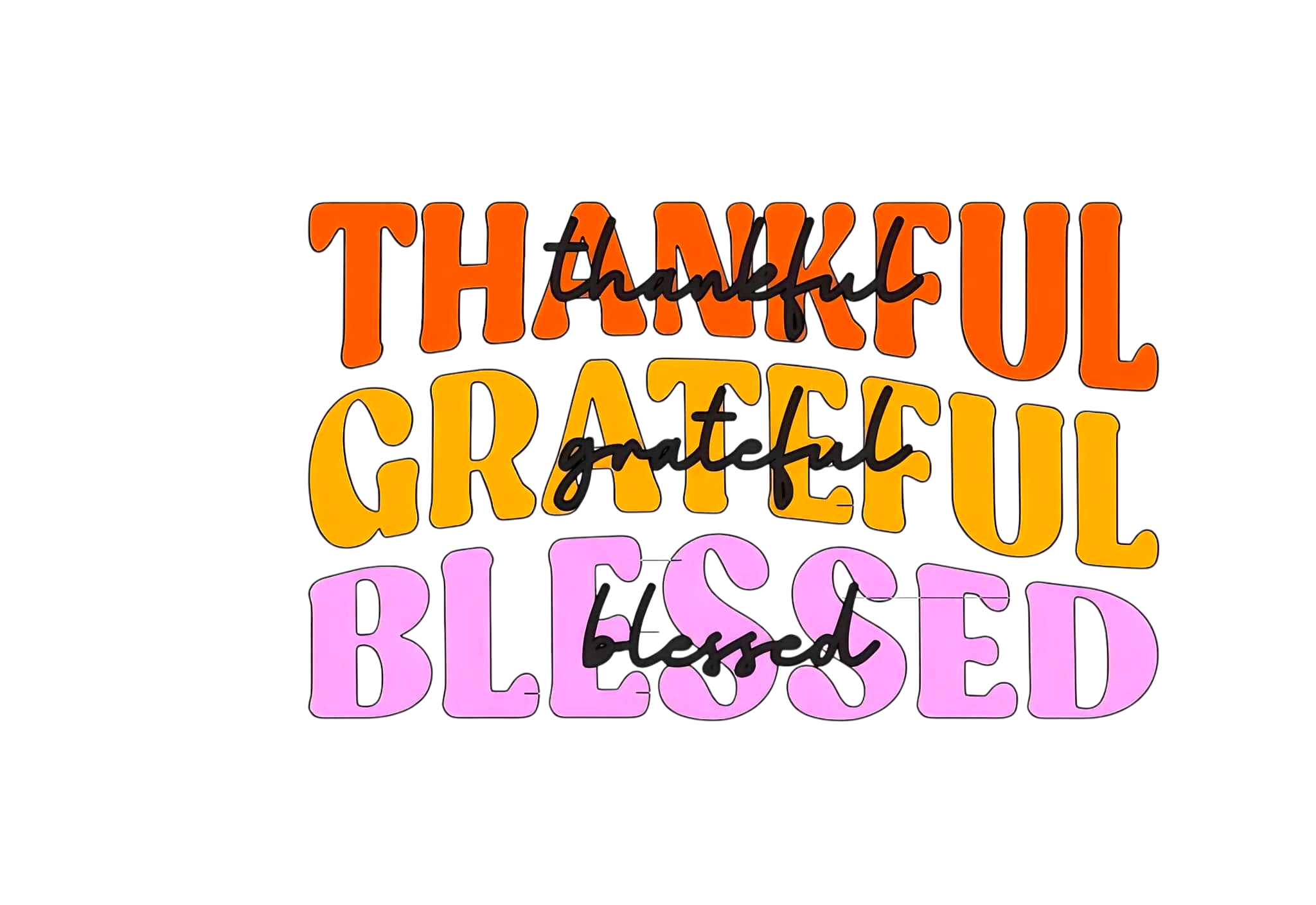 Thankful Blessed Thanksgiving DTF ready to press iron on transfer for clothing t-shirts and hoodies