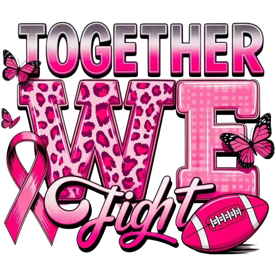 Breast Cancer Awareness Tackle Cancer Foot Ball DTF ready to press iron on transfer for clothing t-shirts and hoodies