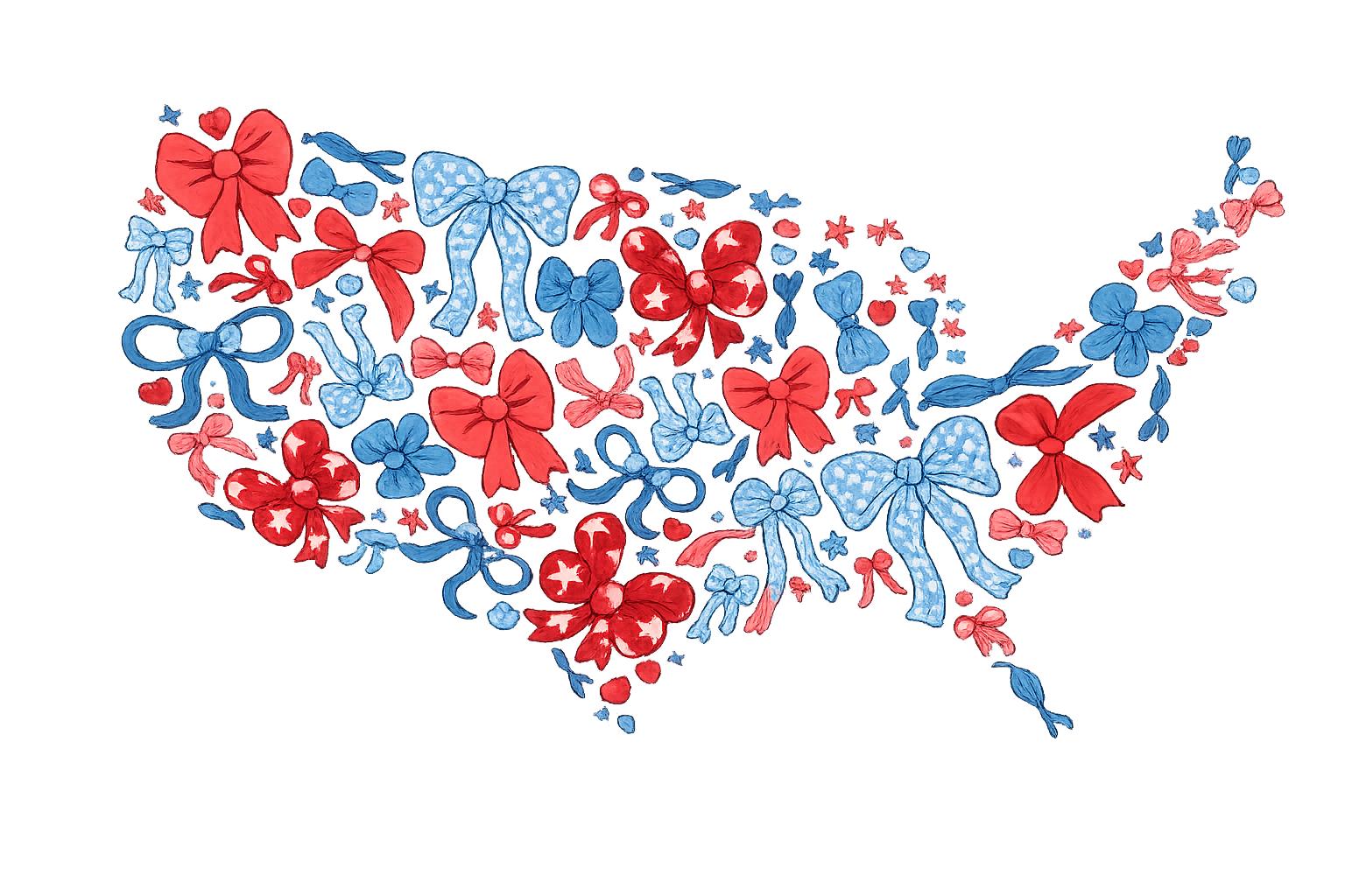 Fourth of July Bows USA DTF ready to press iron on transfer for clothing t-shirts and hoodies