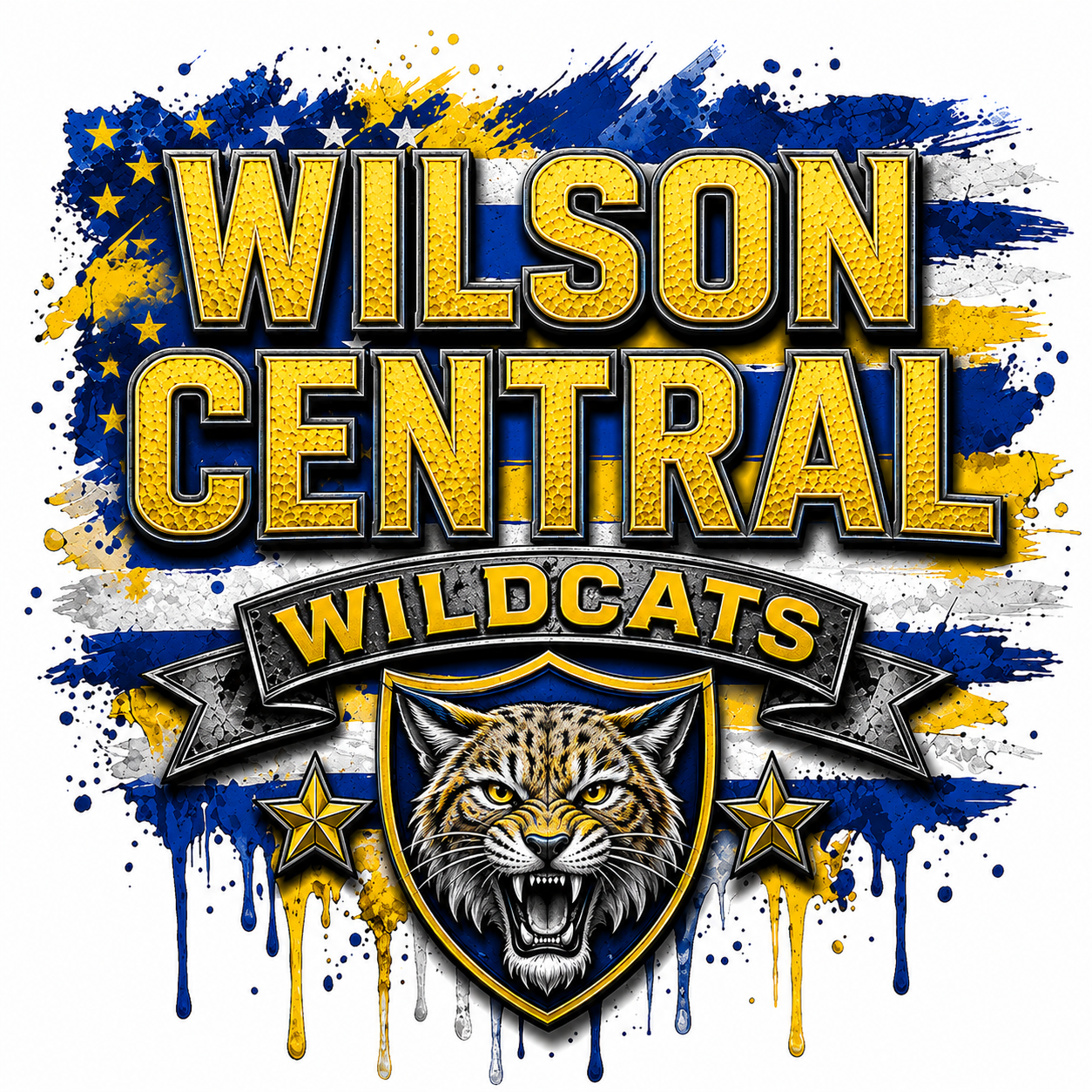 Wilson Central High School Wildcats DTF ready to press iron on transfer for clothing t-shirts and hoodies