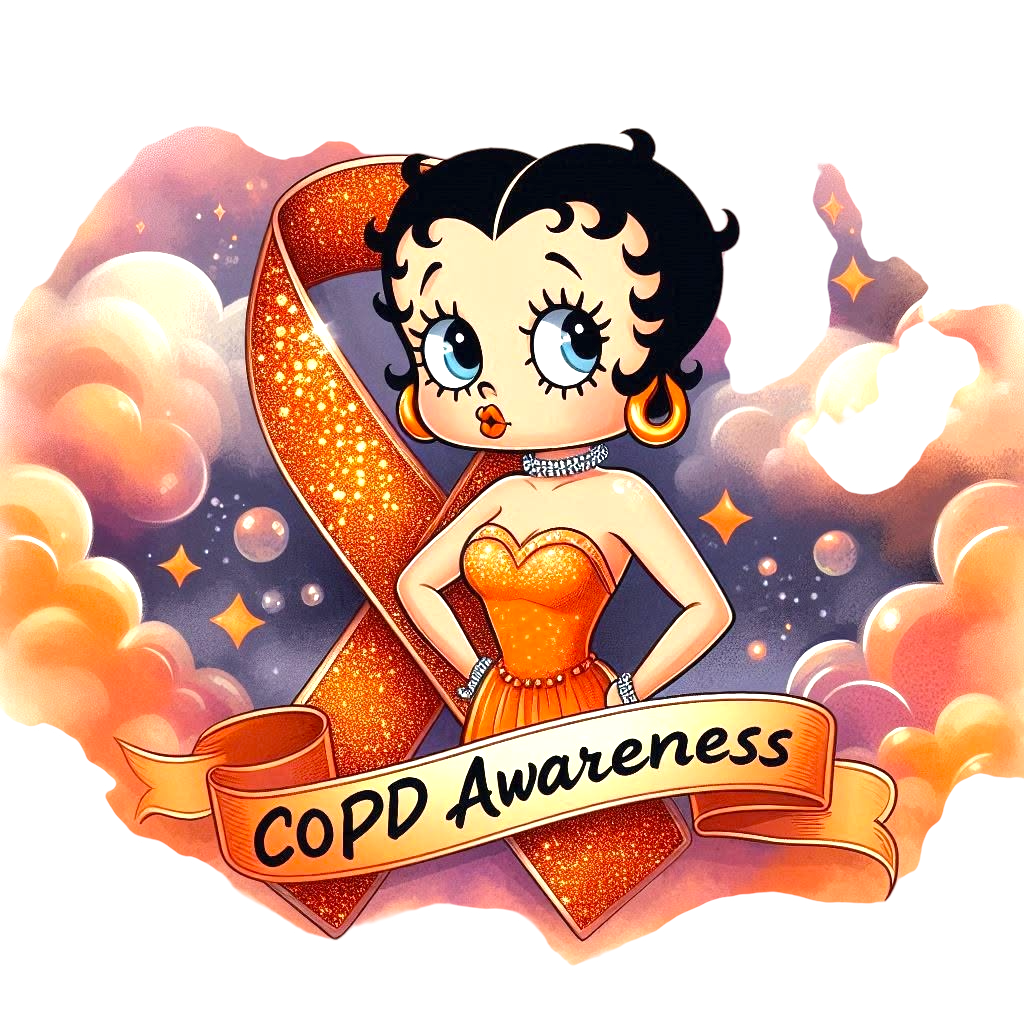 C.O.P.D Awareness Betty Boop DTF ready to press iron on transfer for clothing t-shirts and hoodies