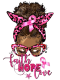 Breast Cancer Awareness Faith Hope Love DTF ready to press iron on transfer for clothing t-shirts and hoodies