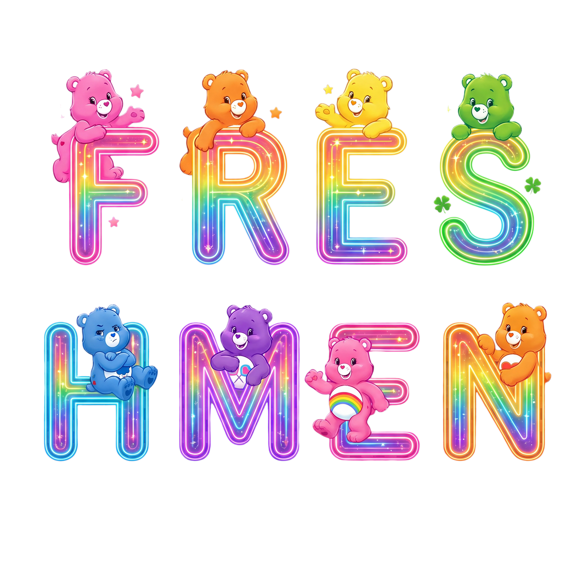 Carebear Freshmen DTF ready to press iron on transfer for clothing t-shirts and hoodies