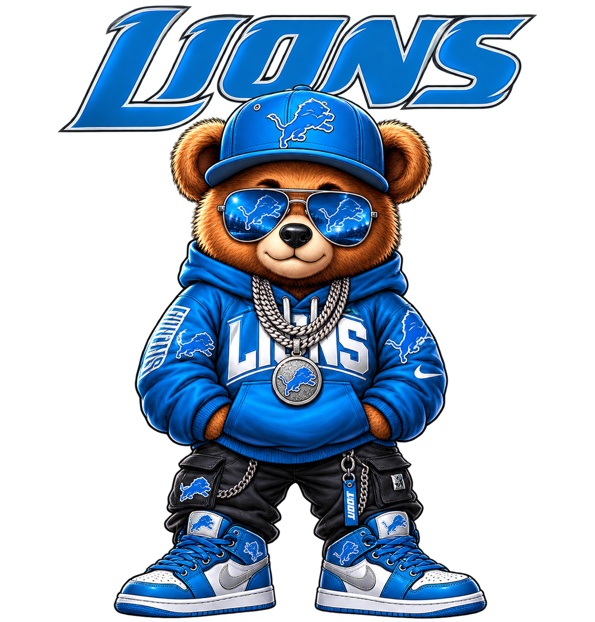 Lions Bear DTF ready to press iron on transfer for clothing t-shirts and hoodies