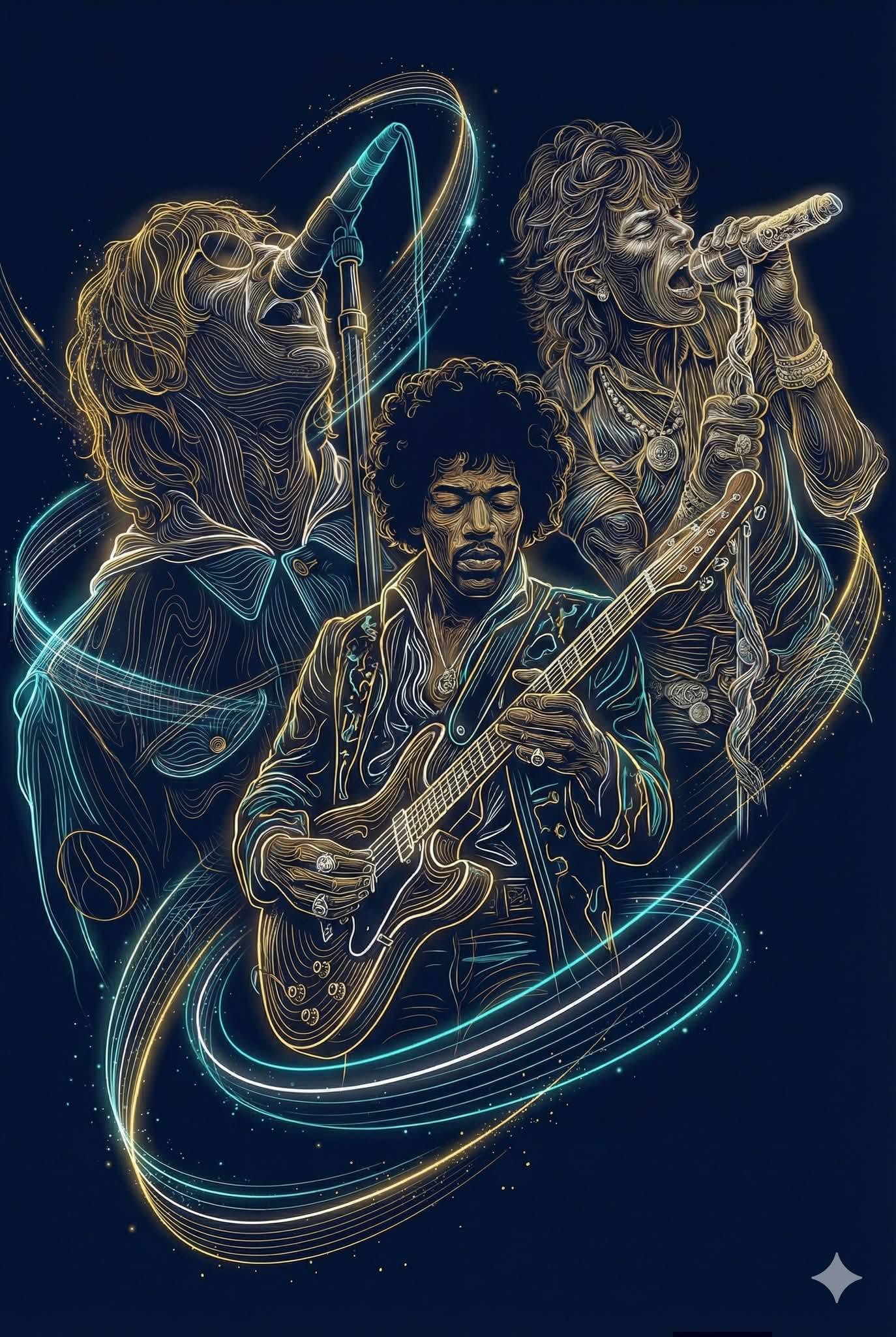 Musical Legends Jimi Hendrix DTF ready to press iron on transfer for clothing t-shirts and hoodies