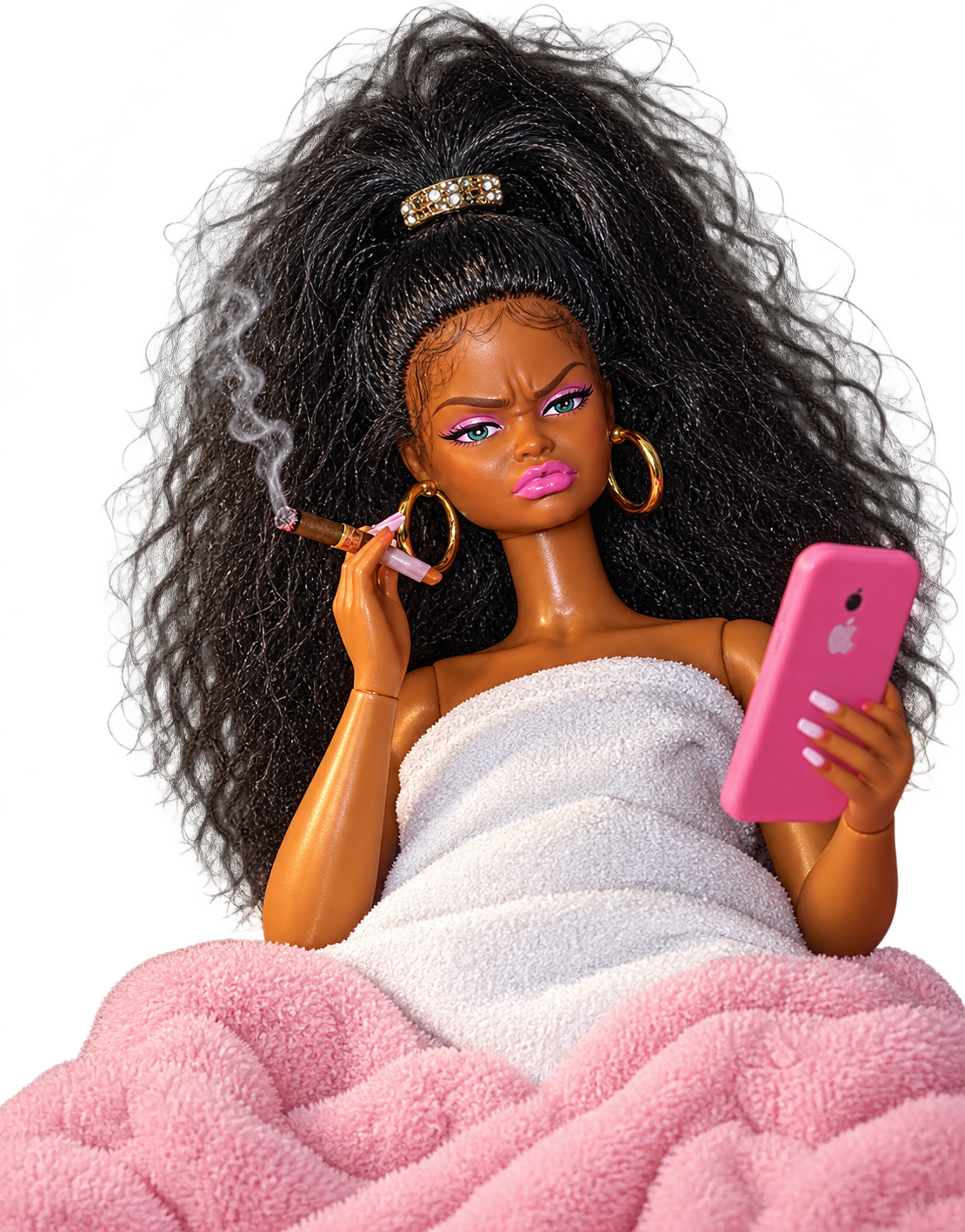 Smoking Doll DTF ready to press iron on transfer for clothing t-shirts and hoodies