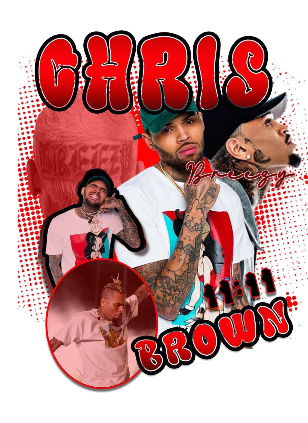 Chris Brown DTF ready to press iron on transfer for clothing t-shirts and hoodies